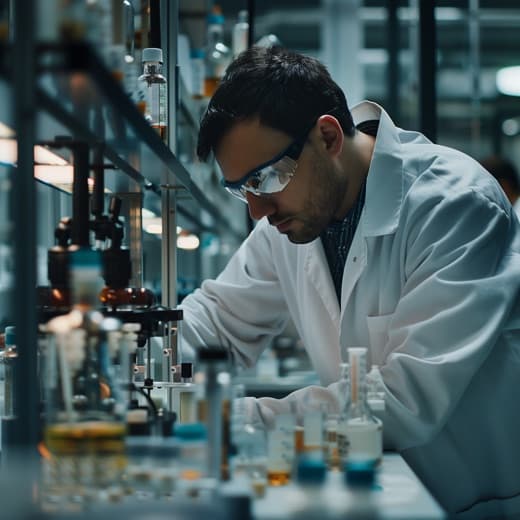 Researcher preparing peptide therapy samples in a lab