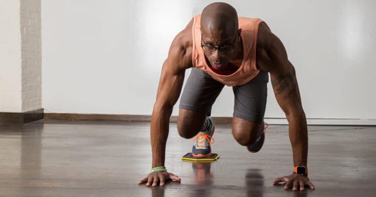 Man doing a mountain climber exercise