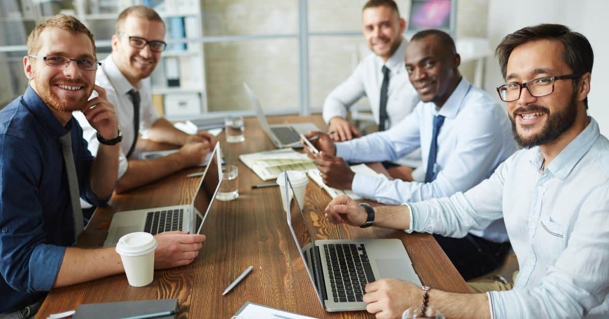 Business team meeting around a conference table