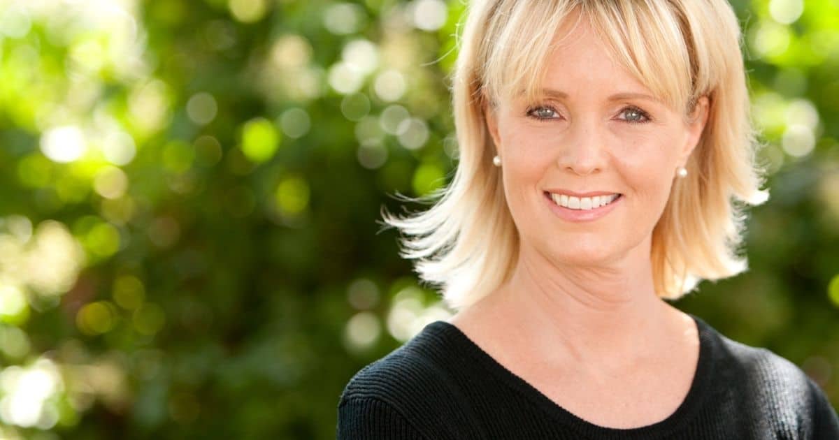 Smiling blonde woman portrait