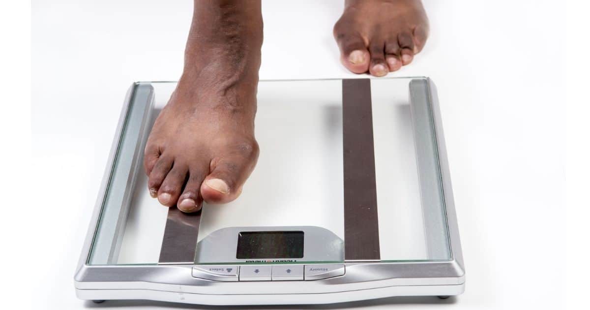 Feet on a bathroom scale