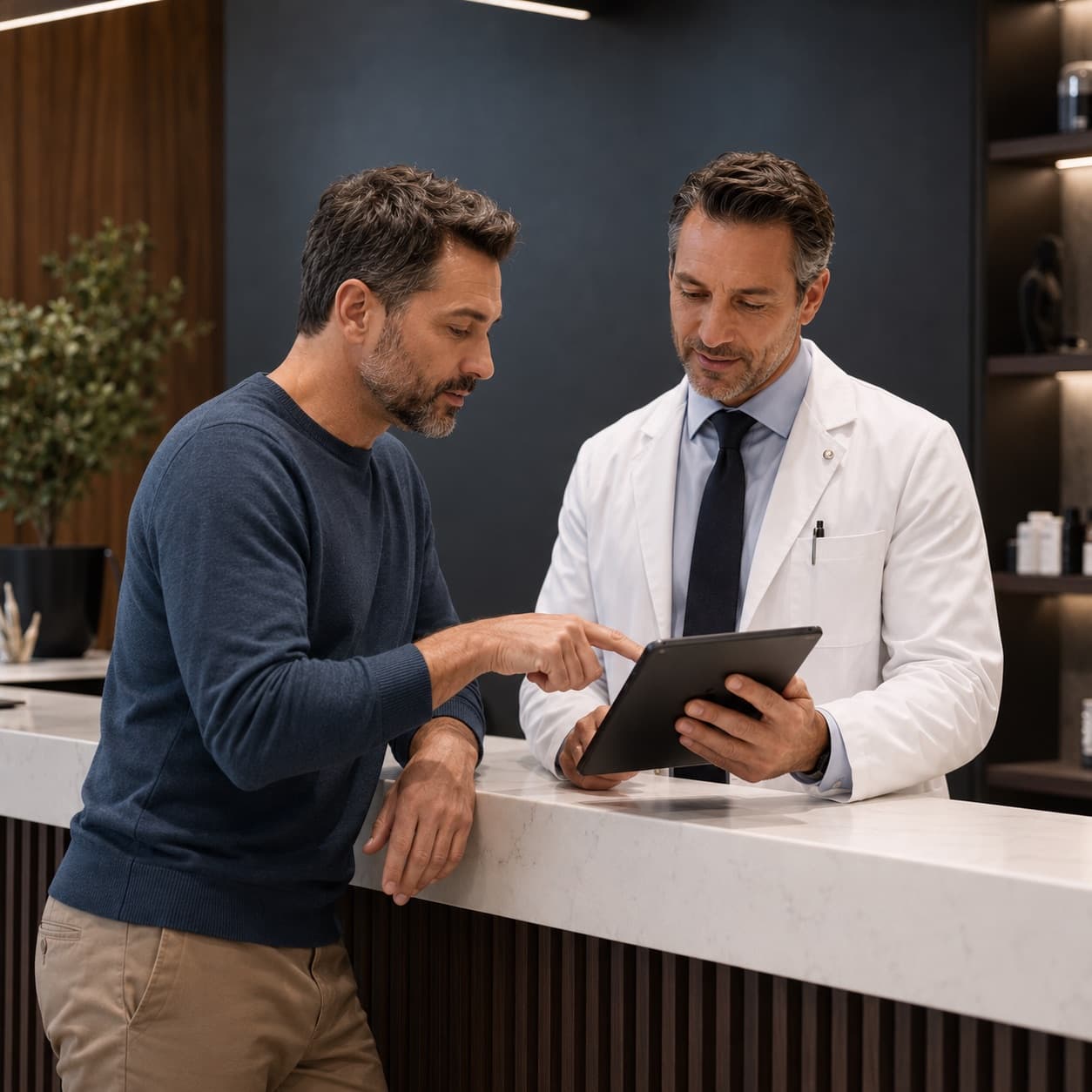 Men's health specialist meeting with a patient without delay