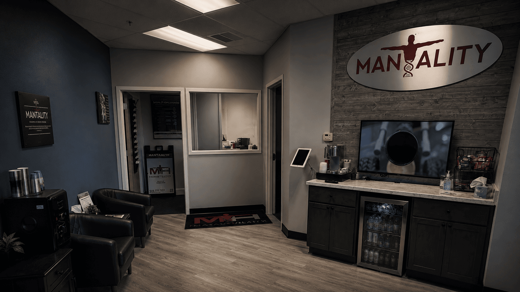 Reception and waiting area inside the Mantality Health Grand Rapids clinic