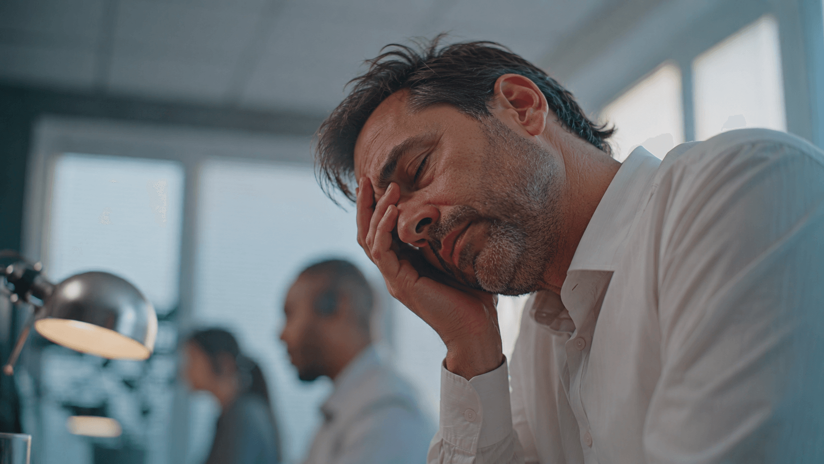 Man struggling with poor focus at work