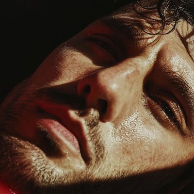 Close portrait of a man in focused concentration