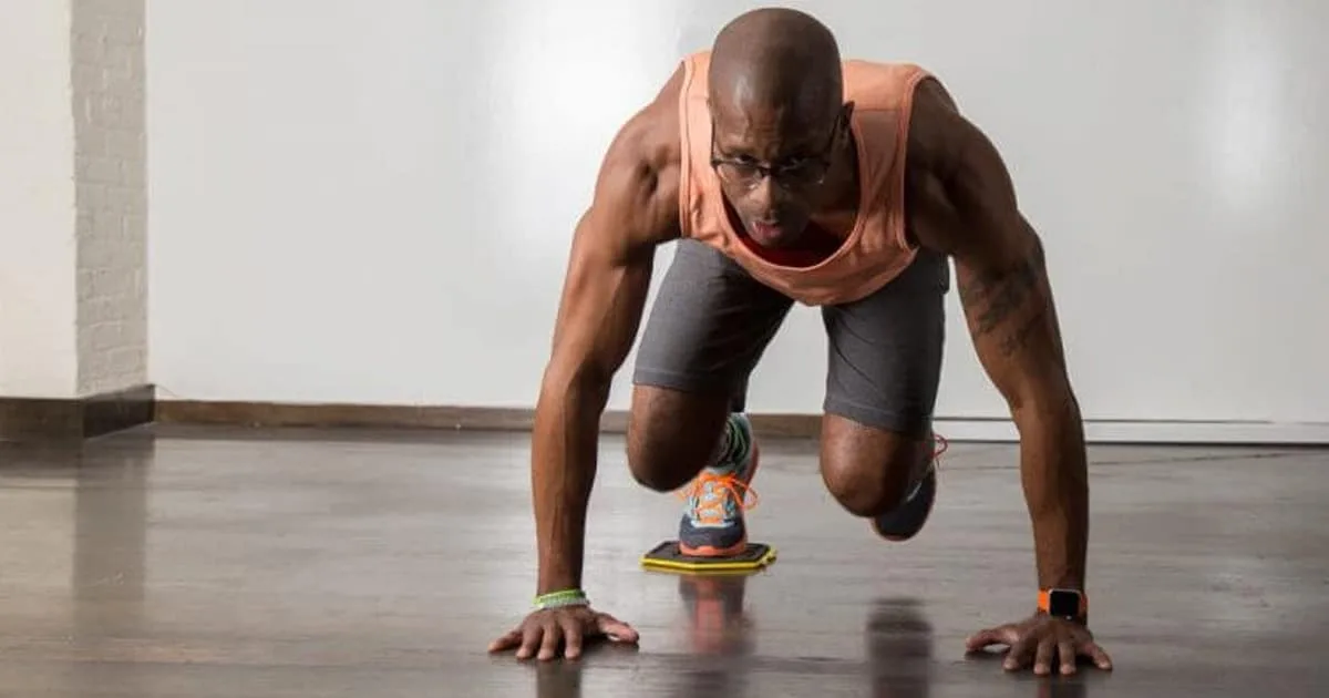 Man doing a mountain climber exercise