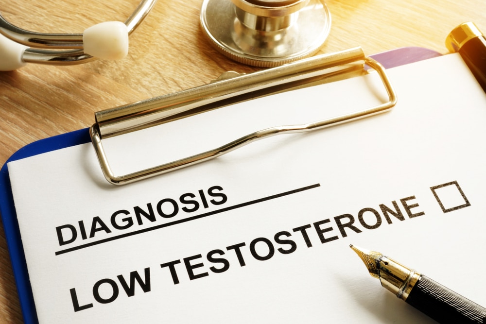 A clipboard that reads “Diagnosis: Low Testosterone