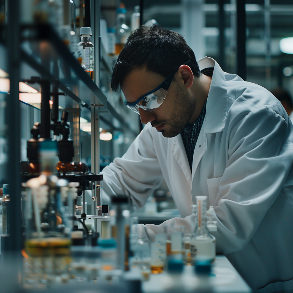 Lab technician preparing blood samples in a laboratory